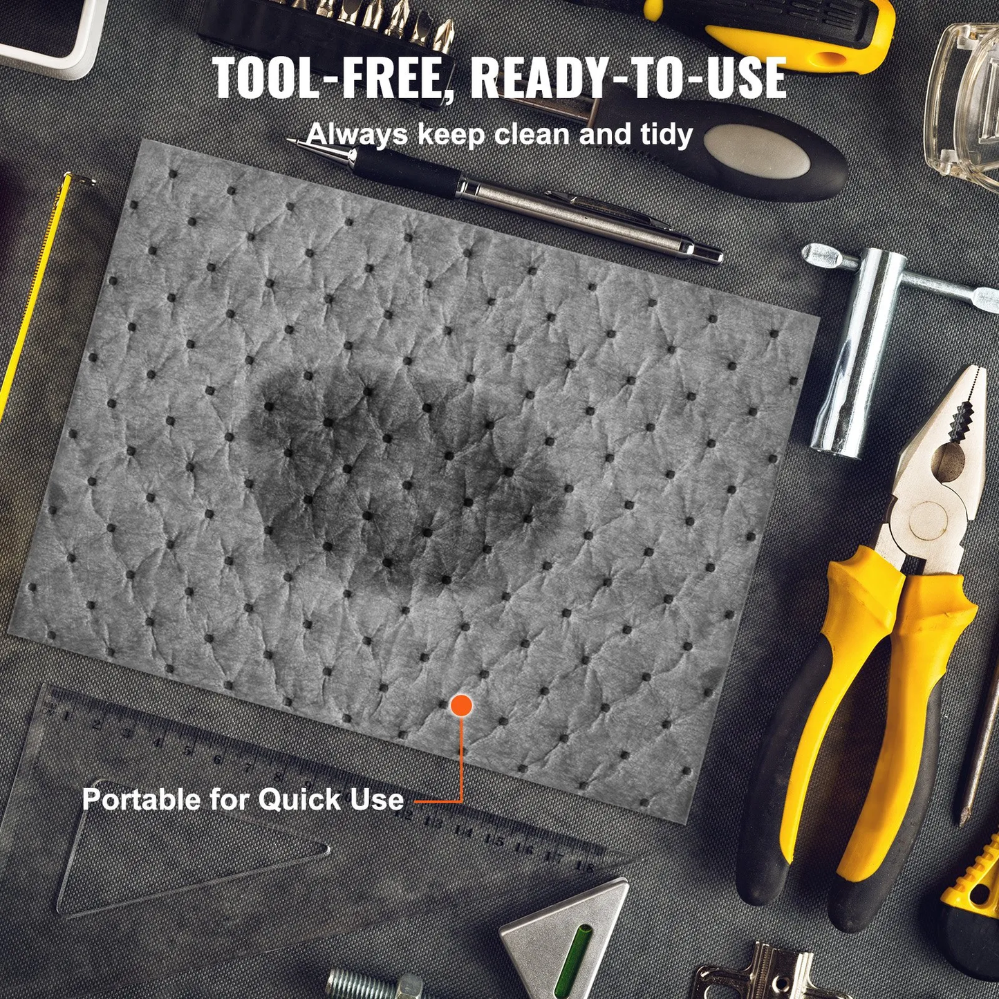 VEVOR Spill Absorbent Pads, Universal Absorbing Mat Absorbs up 12 Gal, 13" L x10" W,-$40