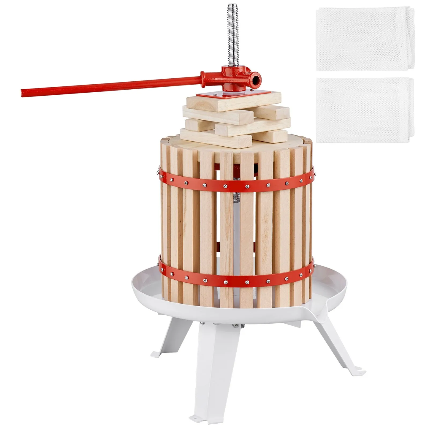VEVOR Fruit Wine Press, 1.6 Gal/6.4L, Solid Wood Basket with 6 Blocks, Manual Juice Maker,-$45