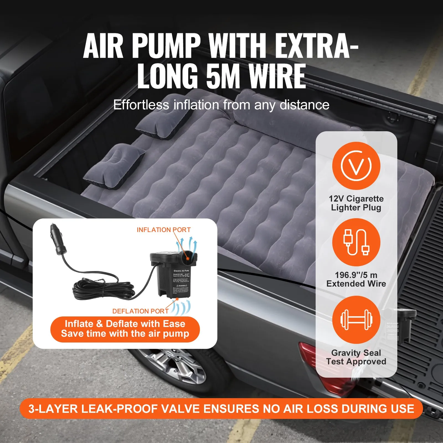 VEVOR Truck Bed Air Mattress, for 6-6.5 ft Full Size Truck Beds, Inflatable Air Mattress Camping Bed,-$80
