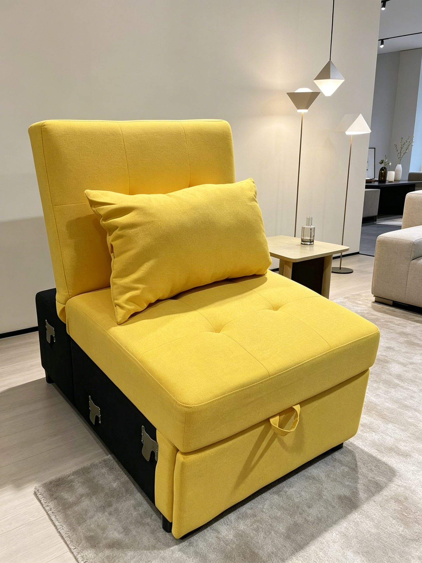 Brand New Assemble POVISON Chair Bed Sleeper, 3-in-1 Convertible Sofa Chair W/ Adj Backrest(Yellow),-$500/pair