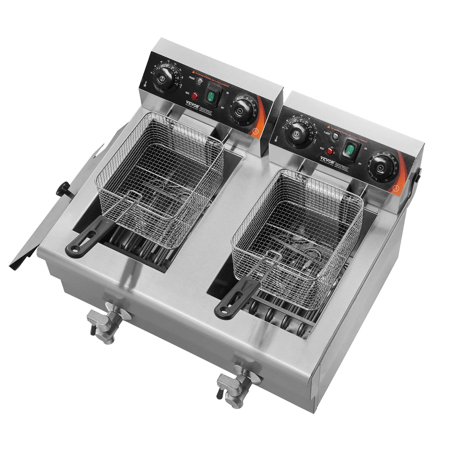 Open box, 90% new VEVOR Commercial Deep Fryer, Dual Tank 3000W Electric Countertop Fryer w/Basket,-$110