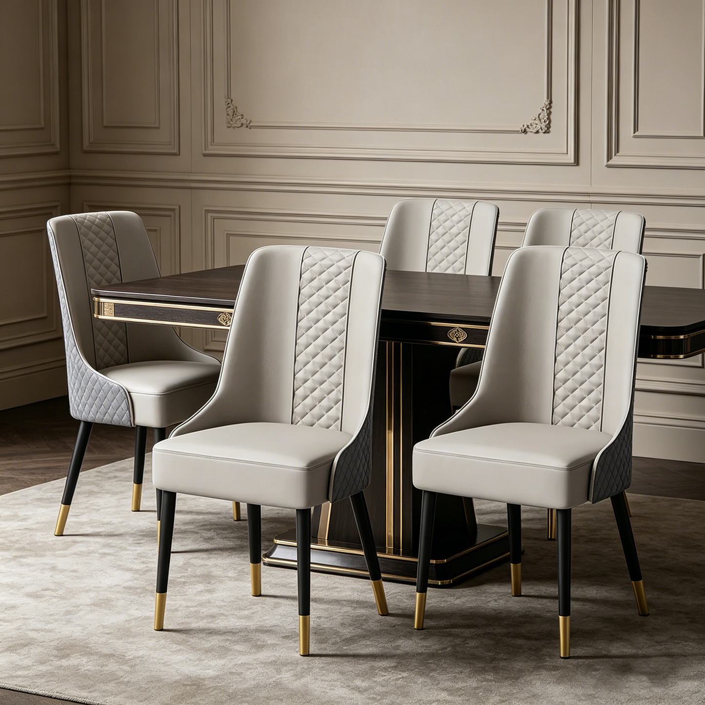 BNIB-POVISON Contemporary Upholstered Dining Chairs Set of 4, Gray & Light Gray PU Leather,-$800