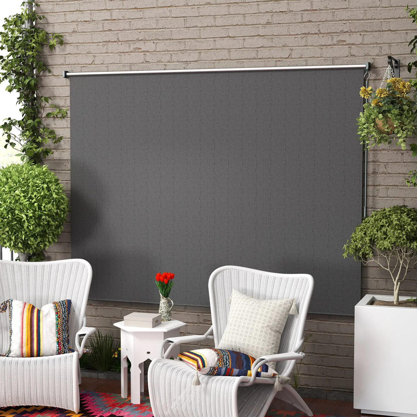 BNIB-Outsunny 8' x 6' Patio Door Blinds, Outdoor Roller Shades, Cordless Roll Up Shade for Porch Gazebo,-$100