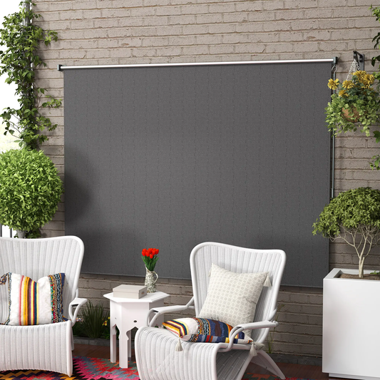 BNIB-Outsunny 8' x 6' Patio Door Blinds, Outdoor Roller Shades, Cordless Roll Up Shade for Porch Gazebo,-$100