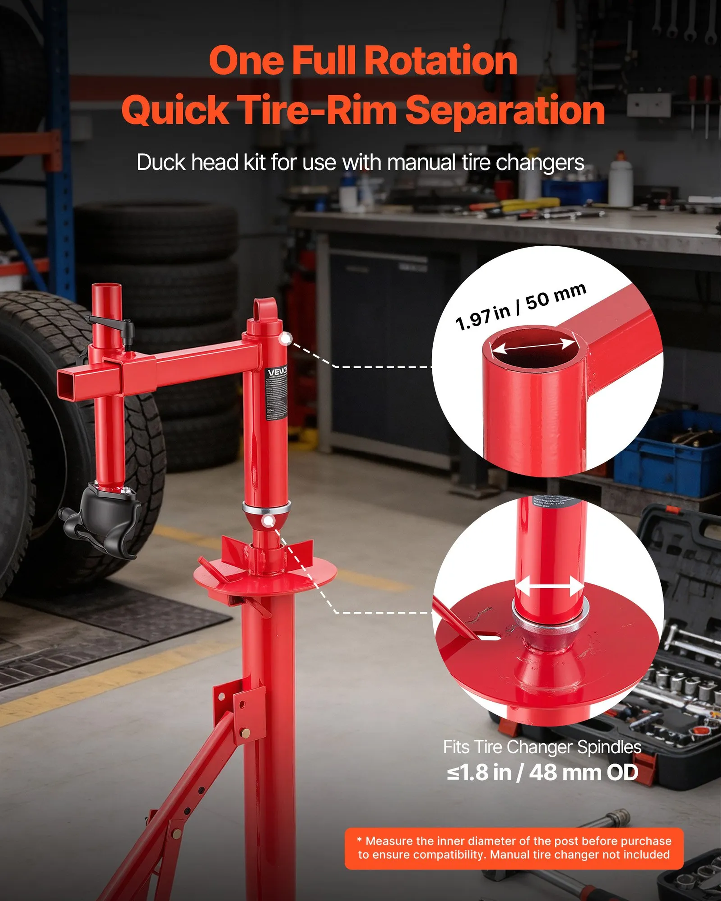VEVOR Manual Tire Changer Duck Head Kit with Silver Cone, Fit for 16"-21" Wheels,  for Most Cars, SUVs,-$35