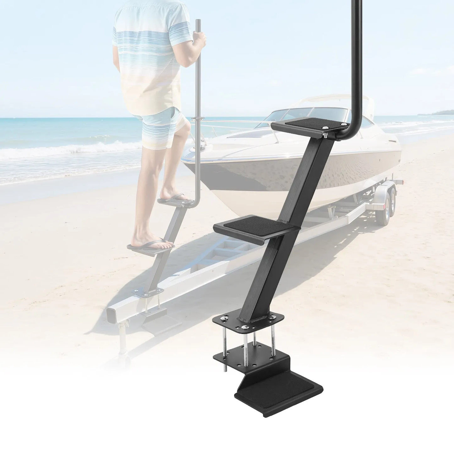 VEVOR Boat Trailer Steps, 3-Step, Heavy-Duty Boat Trailer Steps with Handle, Non-Slip Surface,-$75