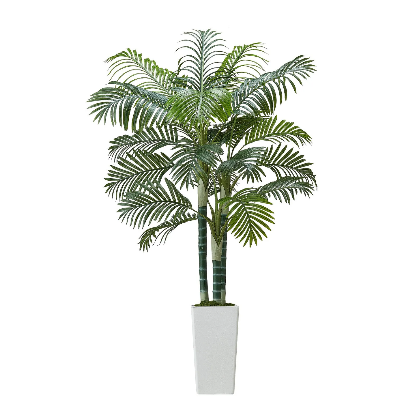 VEVOR Artificial Areca Palm Tree 6 ft, Fake Palm Tropical Plants with White Tall Planter, Faux Floor Silk,-$55