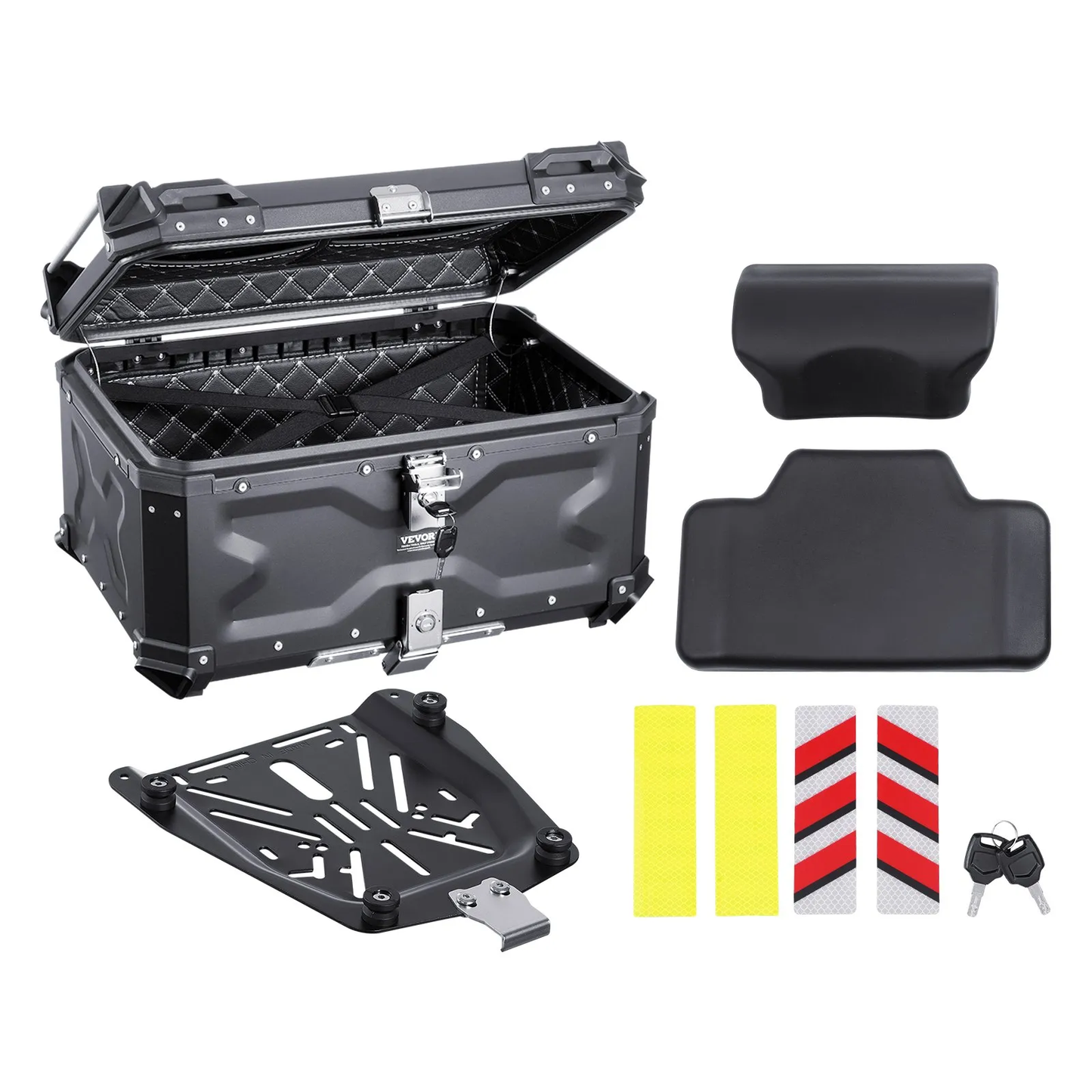 VEVOR Motorcycle Top Case, Universal Aluminum Alloy Motorbike Tail Box with Leather Lining,-$120