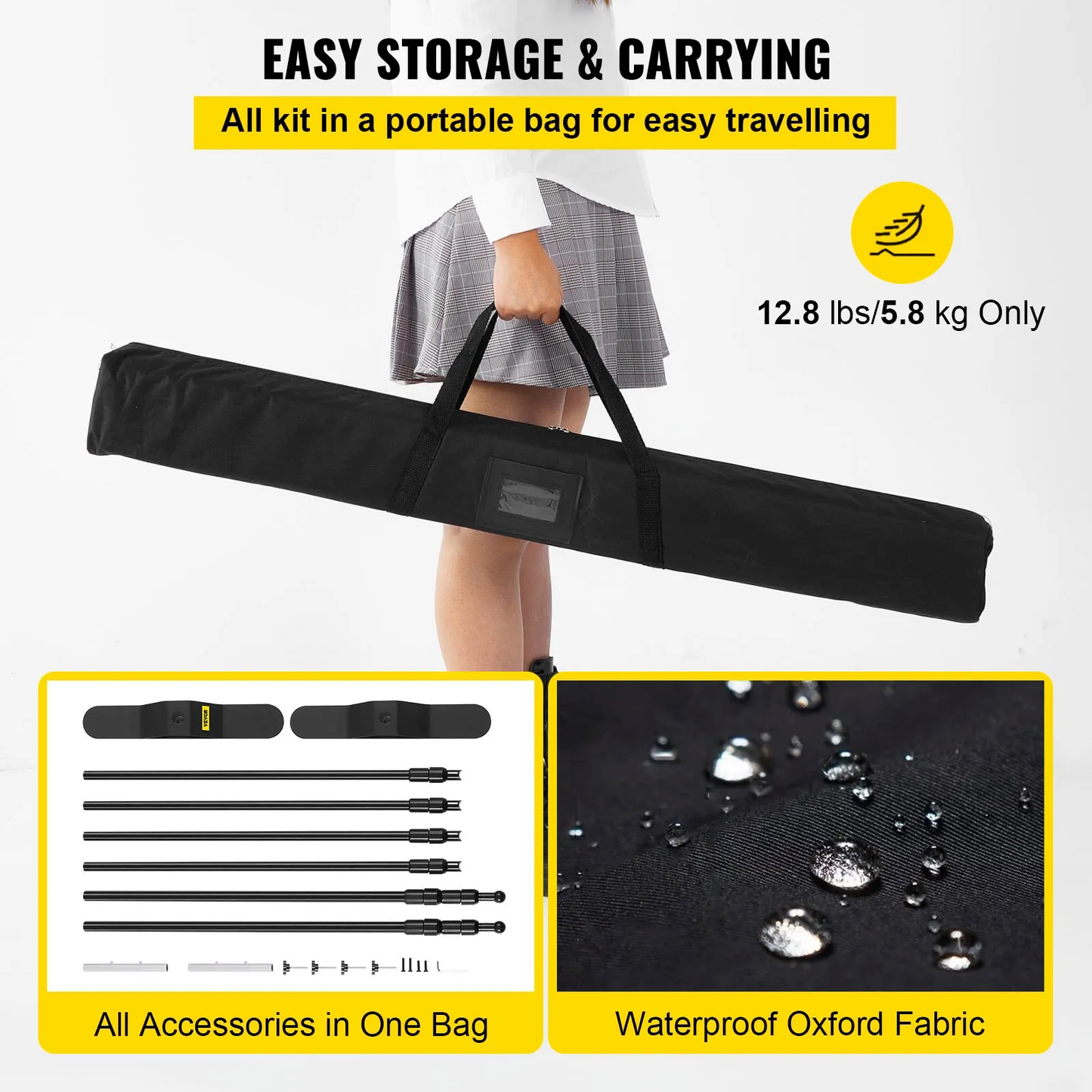VEVOR Backdrop Banner Stand 8 x 8 Ft Adjustable Heavy Duty Background Stand with 1 Bag, -$40