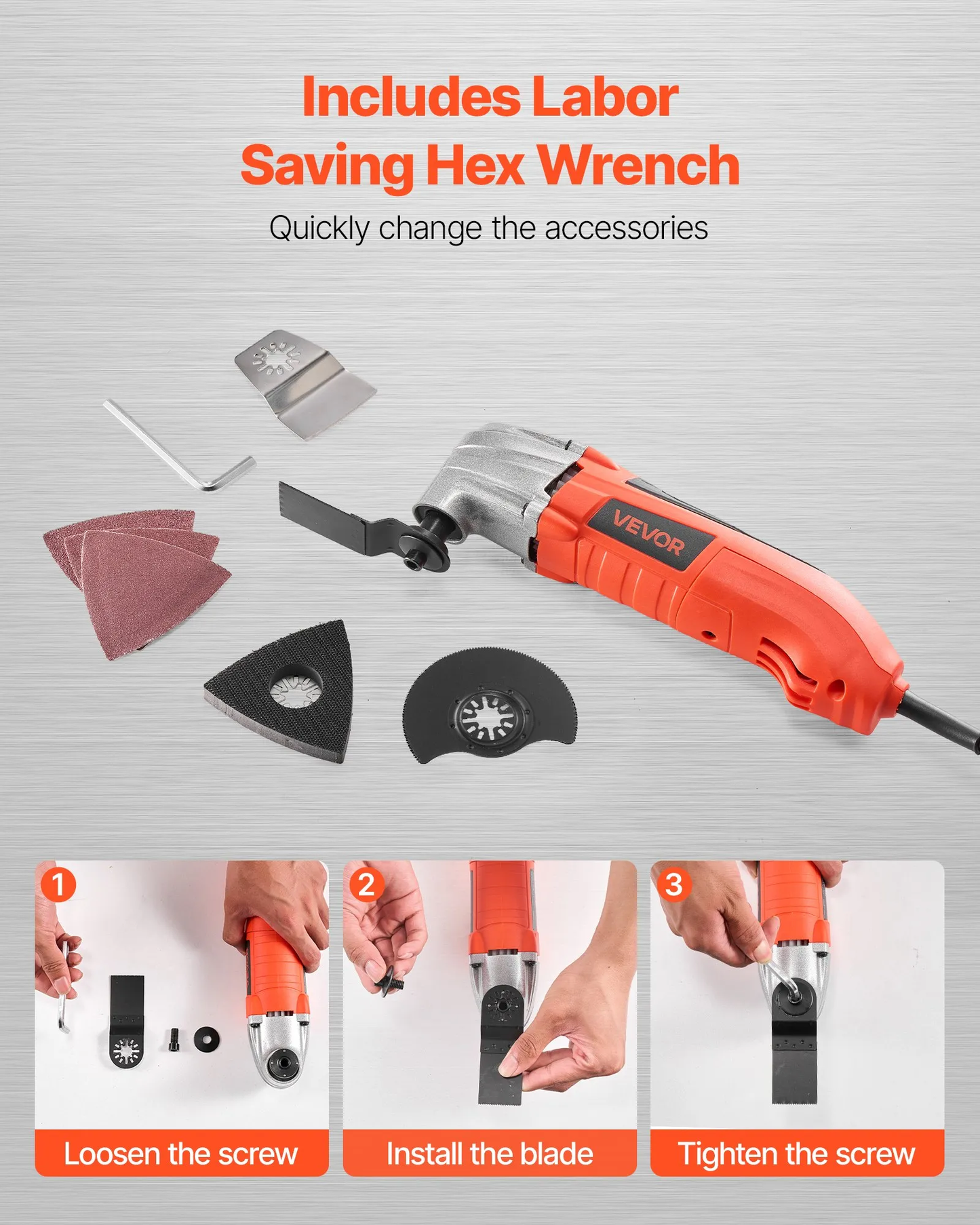 VEVOR Oscillating Tool Multitool, 2.2Amps 22,000 OPM Electric Oscillating Multi Tool Kit,-$35