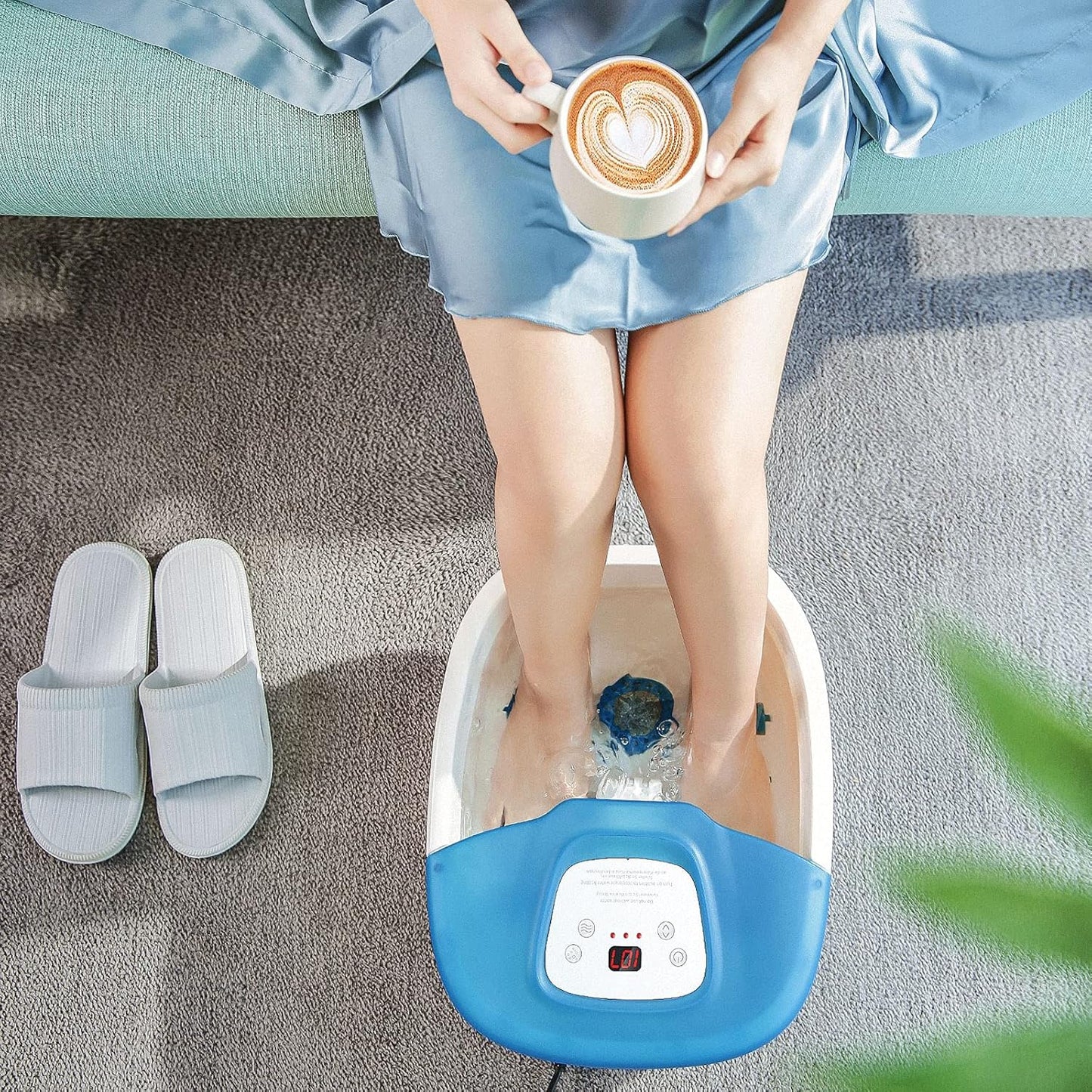 BNIB-Foot Spa Bath Massager with Fast Heating,Pumice Stone, and 16 Removable Massage Rollers,