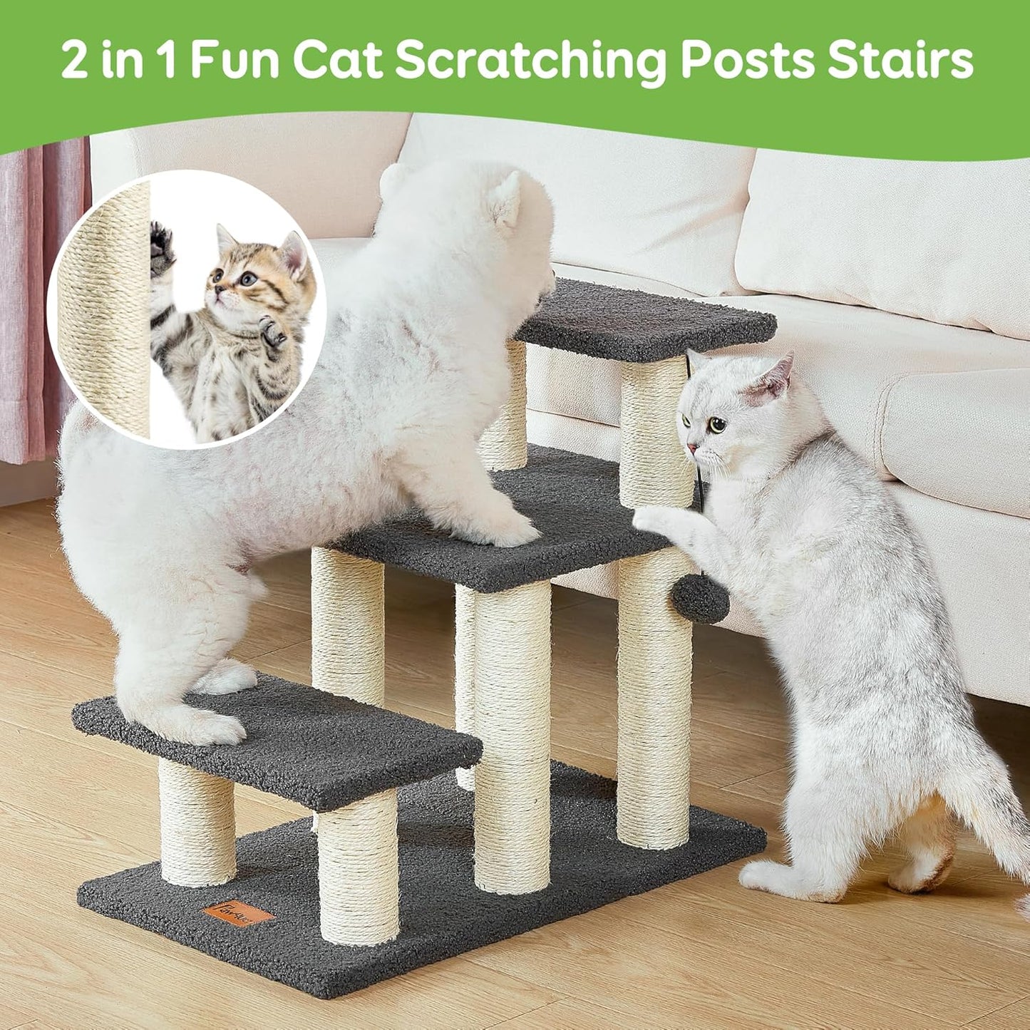 BNIB-Dog Stairs & Cat Scratching Post Pet Steps for High Beds Couch, High-Strength Boards 3 Steps,-$45