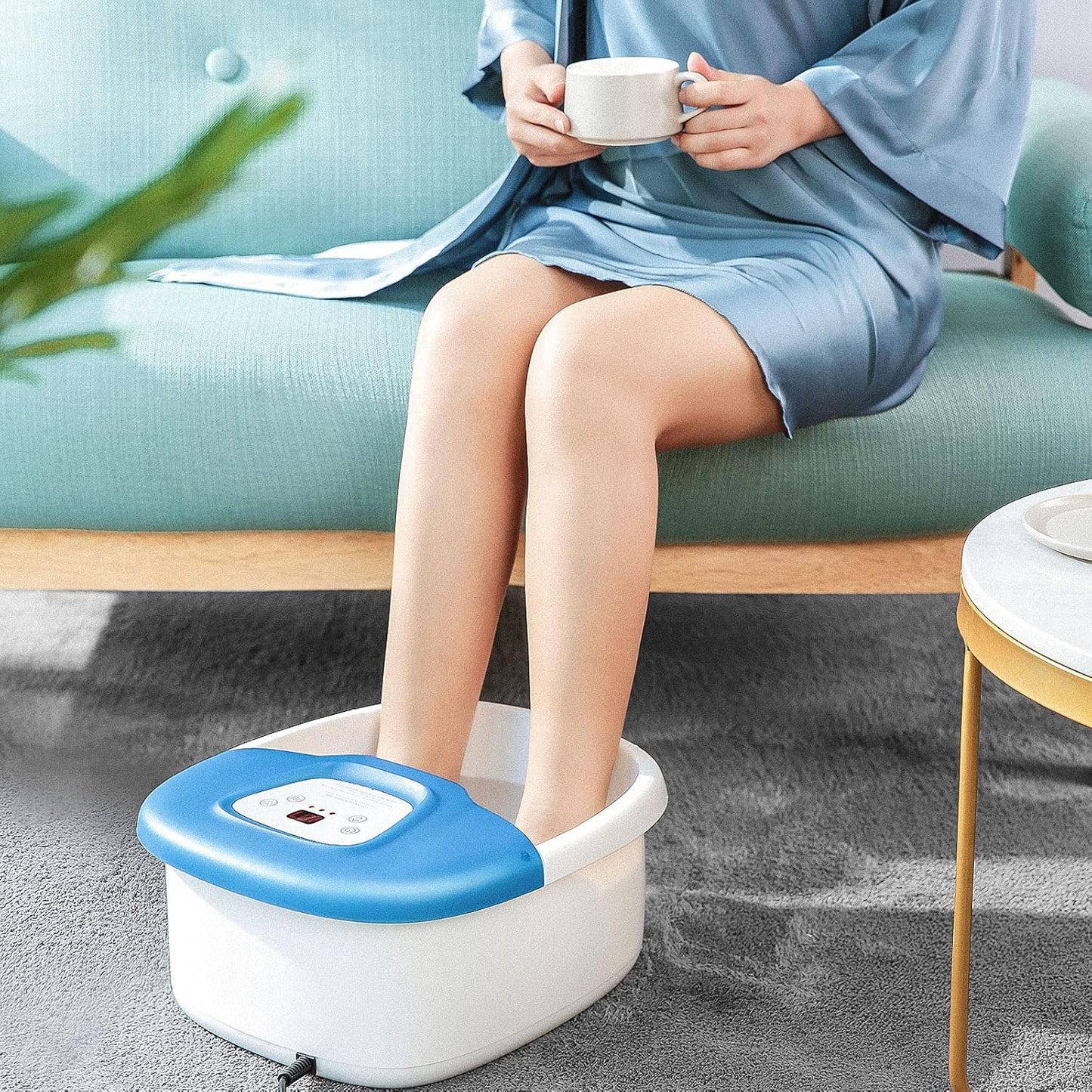 BNIB-Foot Spa Bath Massager with Fast Heating,Pumice Stone, and 16 Removable Massage Rollers,