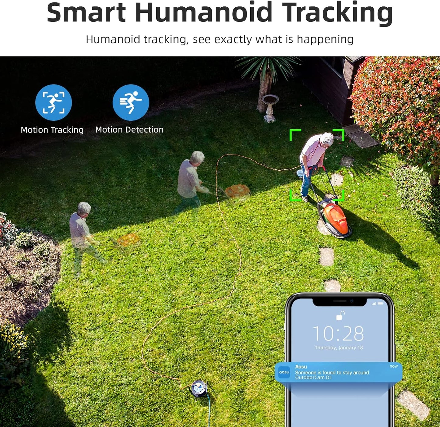 BNIB-AOSU 2K Outdoor Security Camera with 360° Pan-Tilt, WiFi Camera Surveillance Exterieur,-$50