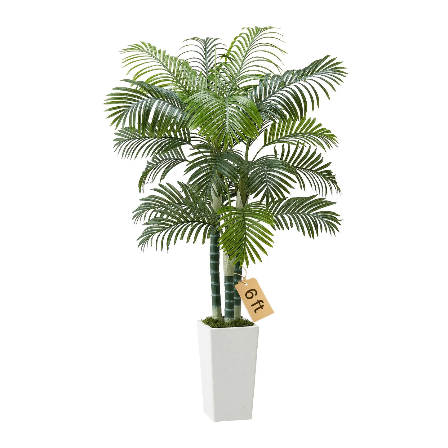 VEVOR Artificial Areca Palm Tree 6 ft, Fake Palm Tropical Plants with White Tall Planter, Faux Floor Silk,-$55