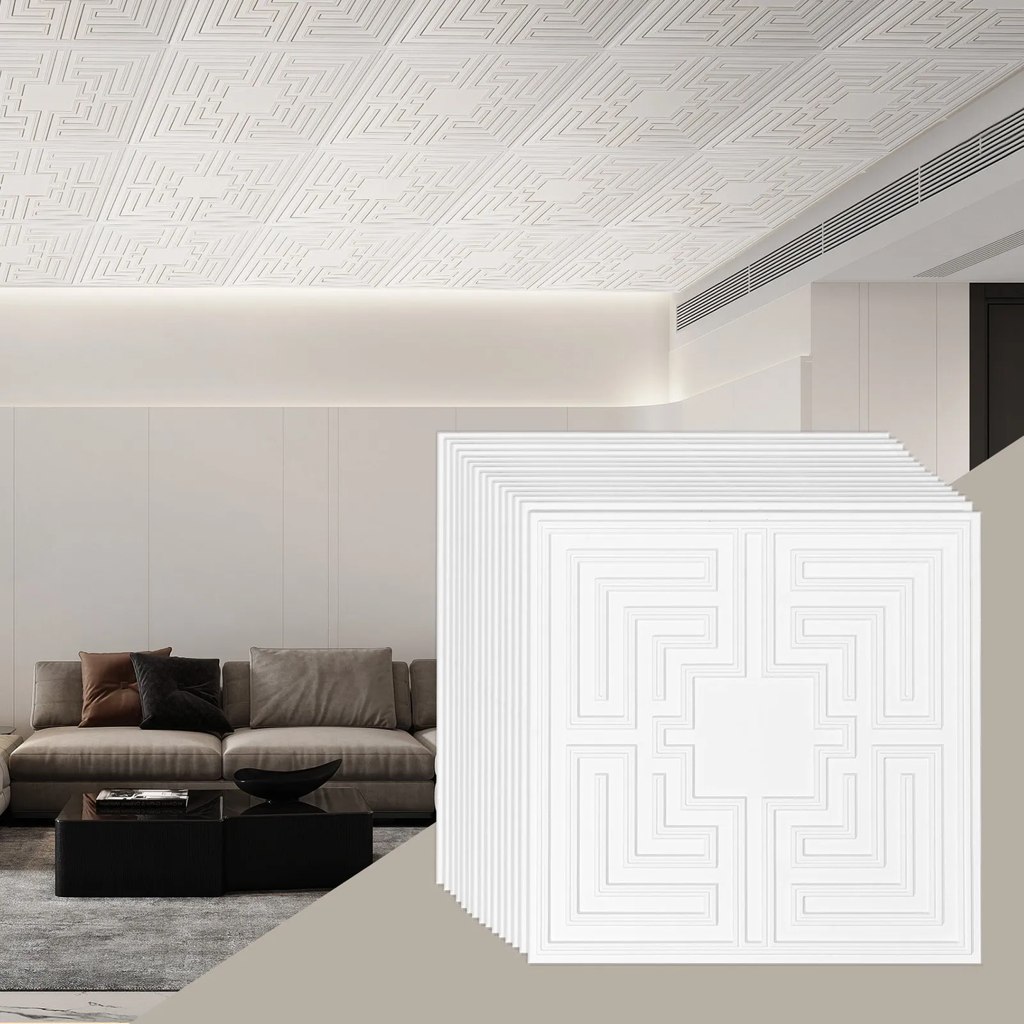 VEVOR Ceiling Tiles, 12-Pack 24 x 24 in, Drop Ceiling Tiles Premium PVC Sheet, Easy Installation/ Cutting,-$45