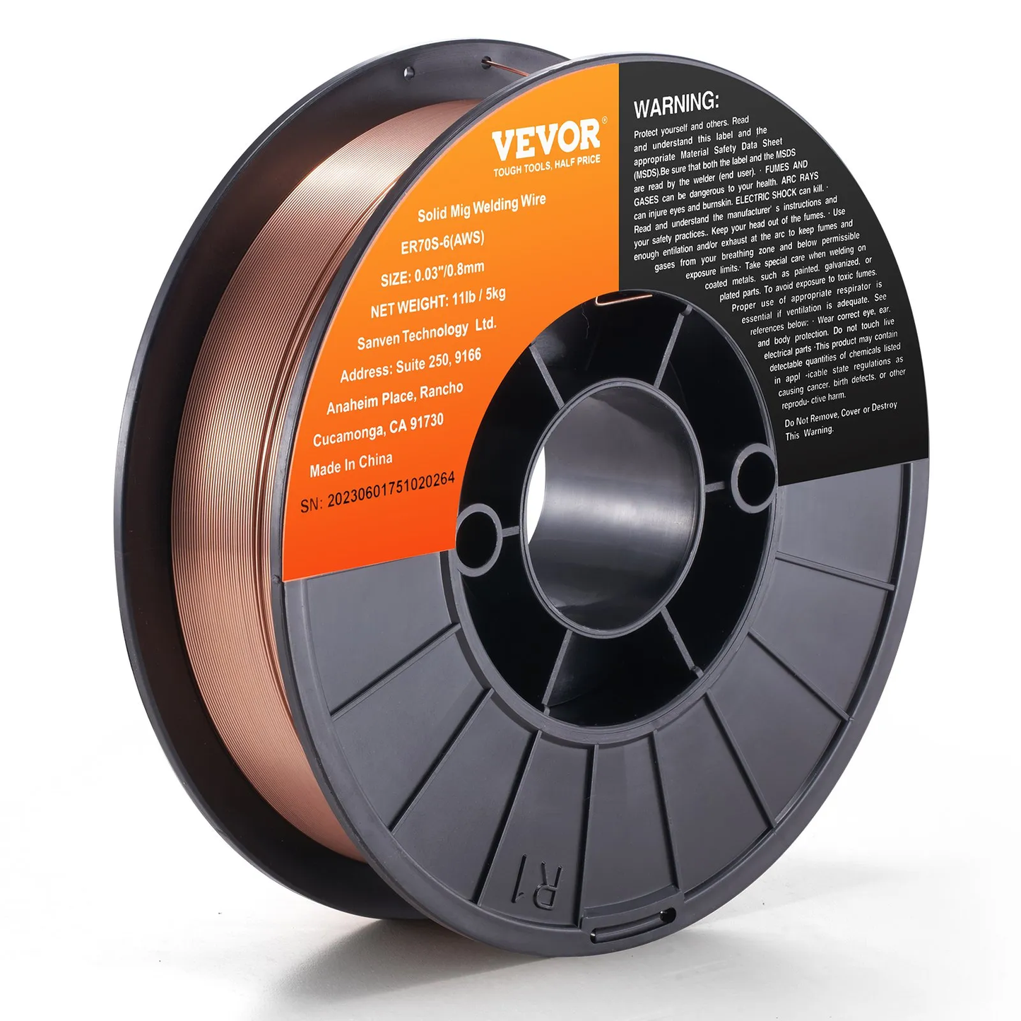 VEVOR Solid MIG Welding Wire, ER70S-6 0.030-inch 11LBS with Low Splatter and High Levels of Deoxidizers