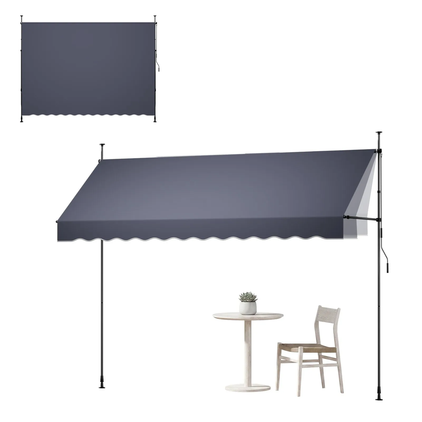 VEVOR Manual Retractable Awning, 138" Outdoor Retractable Patio Awning Sunshade Shelter,-$75