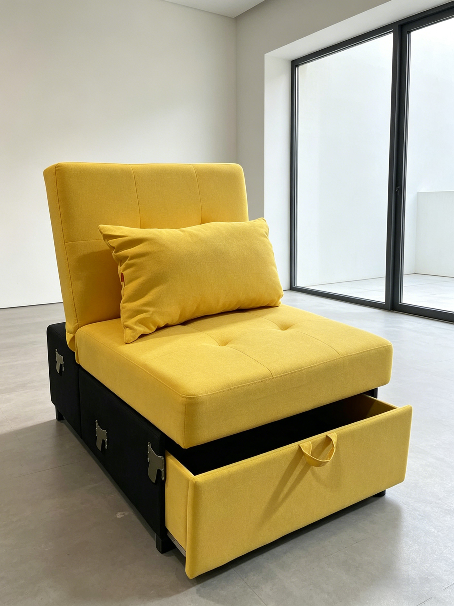 Brand New Assemble POVISON Chair Bed Sleeper, 3-in-1 Convertible Sofa Chair W/ Adj Backrest(Yellow),-$500/pair