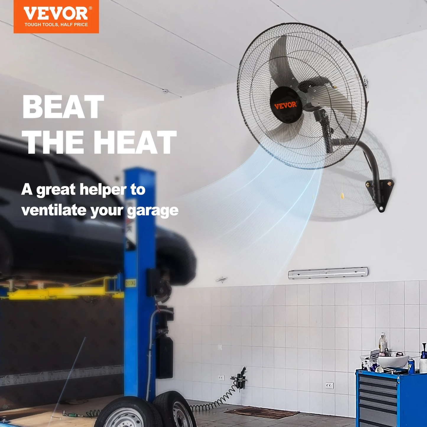VEVOR Wall Mount Fan, 20 Inch, 3-speed High Velocity Max. 4650 CFM Oscillating Industrial Wall Fan,-$80