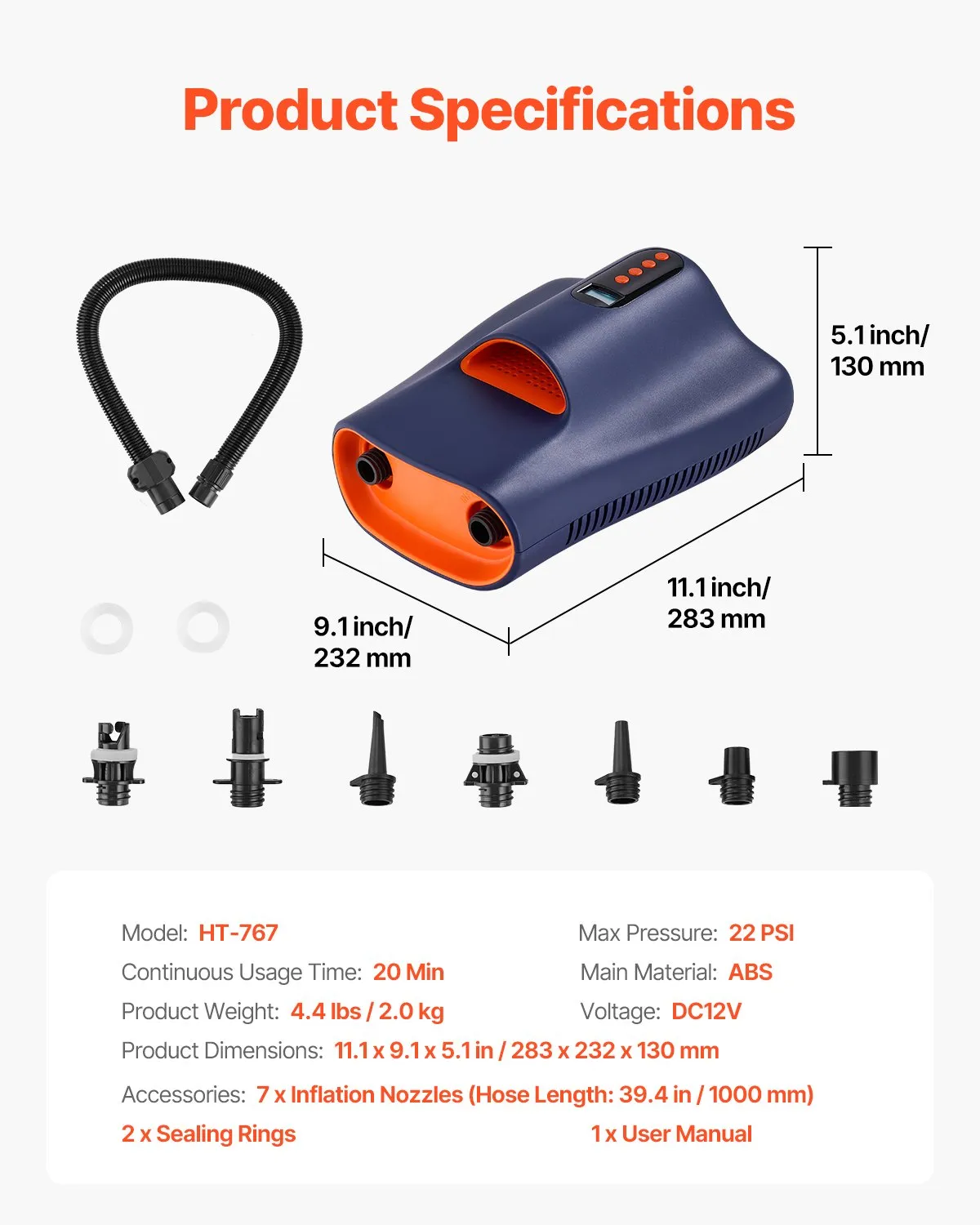 VEVOR Paddle Board Pump, 22PSI High Pressure, Dual Stage Inflation & Deflation SUP Air Pump,-$70
