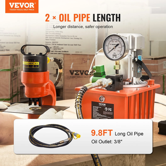 VEVOR Electric Hydraulic Pump, 10000 PSI 750W 110V 488 in³/8L Capacity, Single Acting Solenoid Valve,-$220