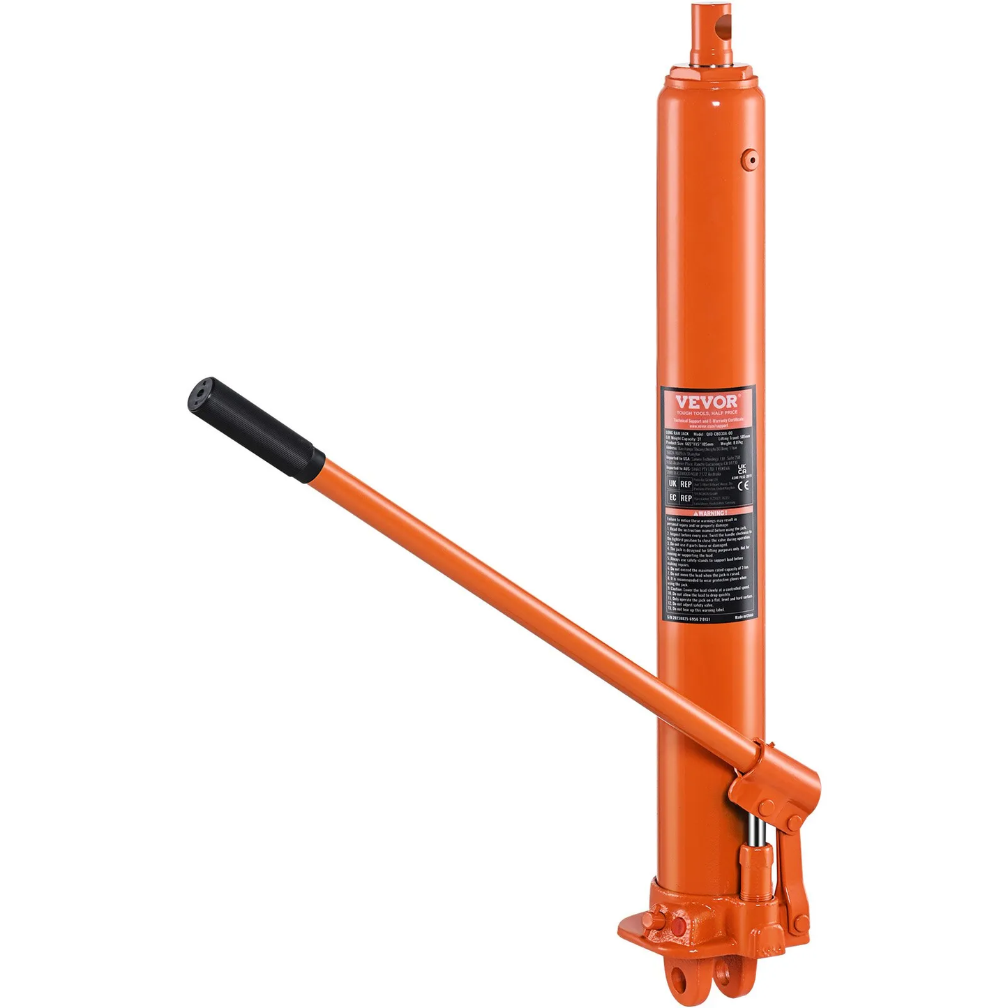VEVOR Hydraulic Long Ram Jack, 3 Ton Engine Hoist Cylinder with Single Piston Pump And Clevis Base,-$40