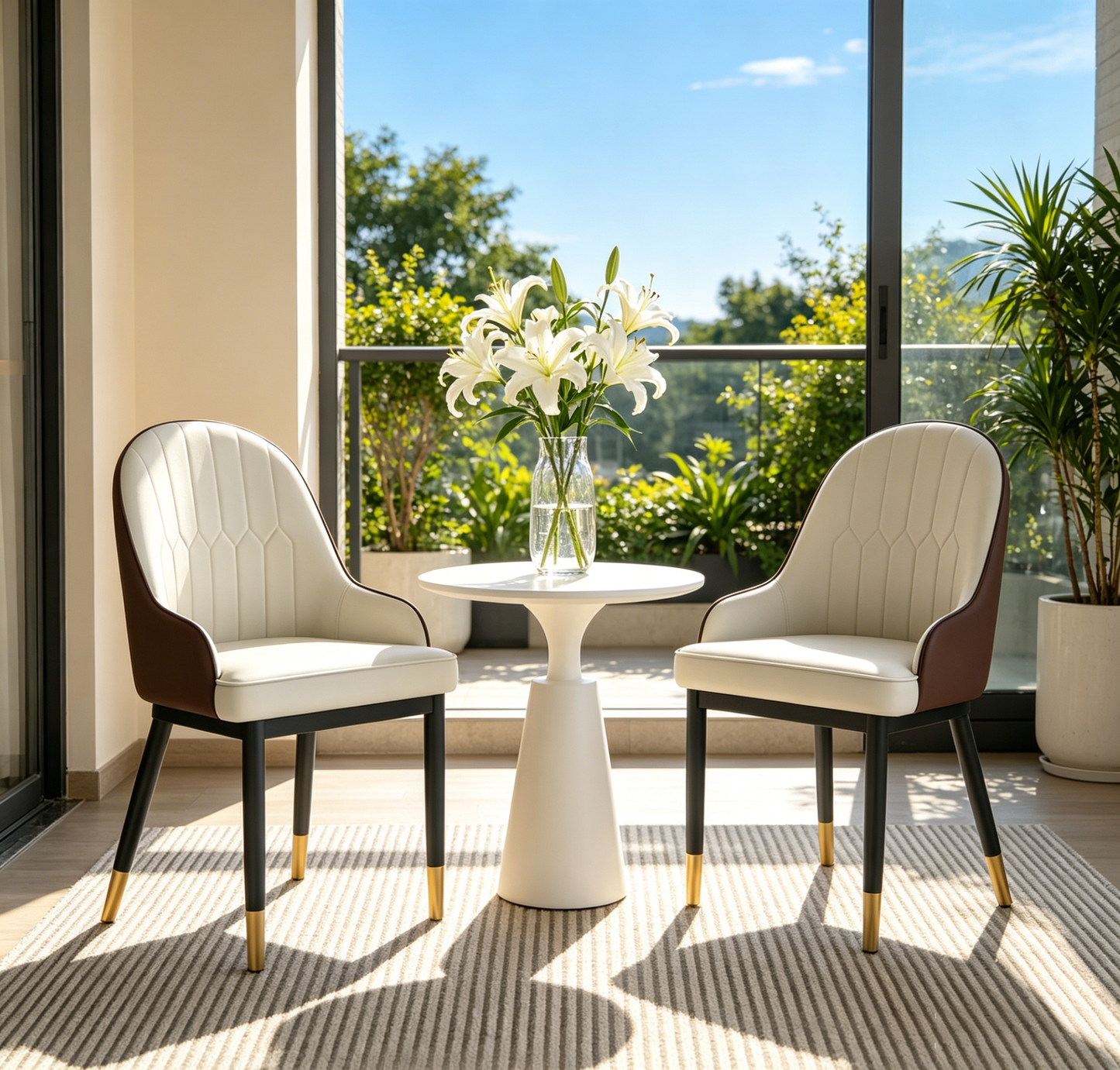 Brand New Assembled Dining Chairs, PU Leather Upholstered w/Metal Legs, Set of 2 (Light Grey&Brown) ,-$170pair