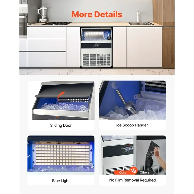 VEVOR Commercial Ice Maker Machine, 265lbs/24H Ice Maker Machine with 88lbs Storage Capacity, -$950