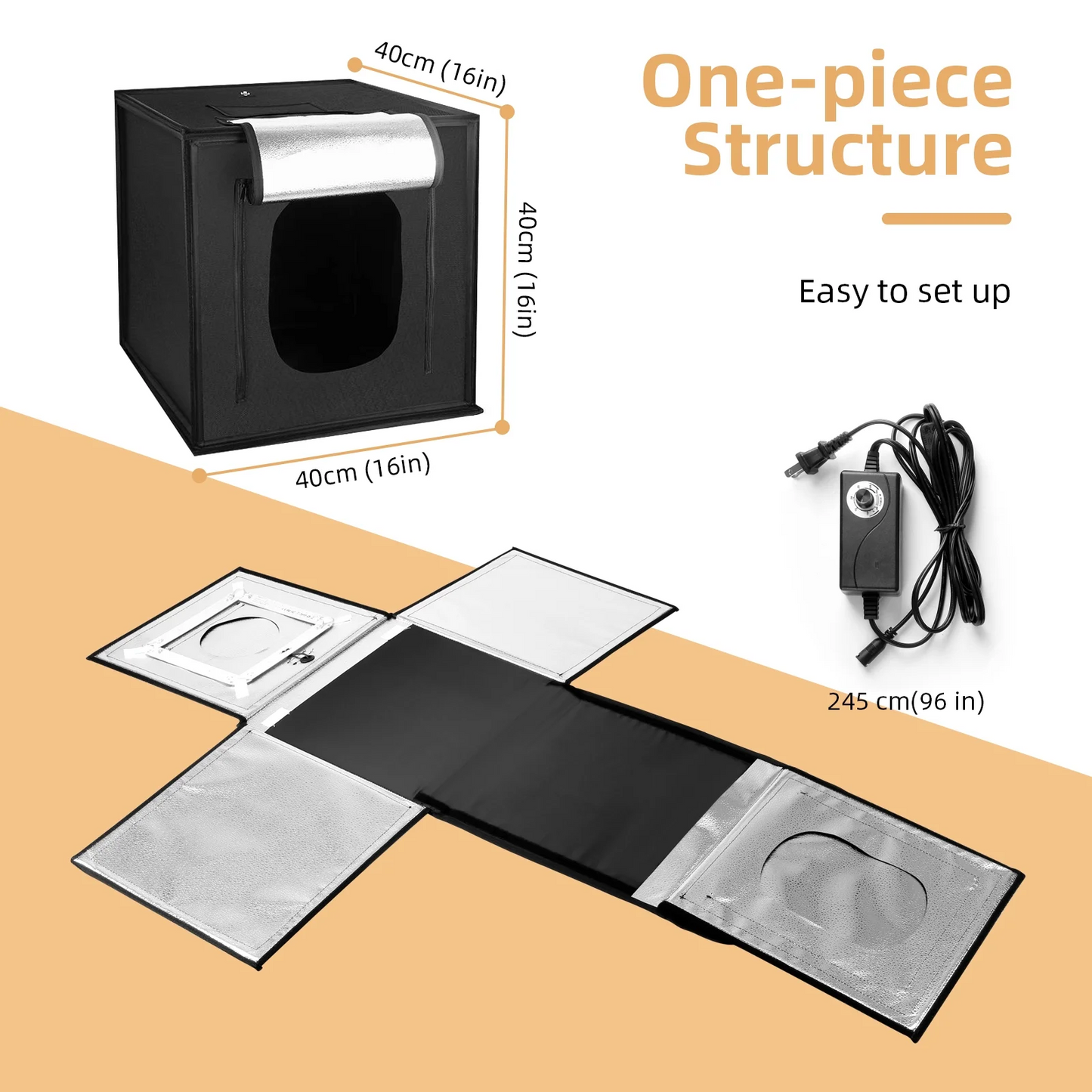 BNIB-Amzdeal Photo Studio Portable Light Box Adjustable Light Tent 3000K-6000K,16"x16"-$40