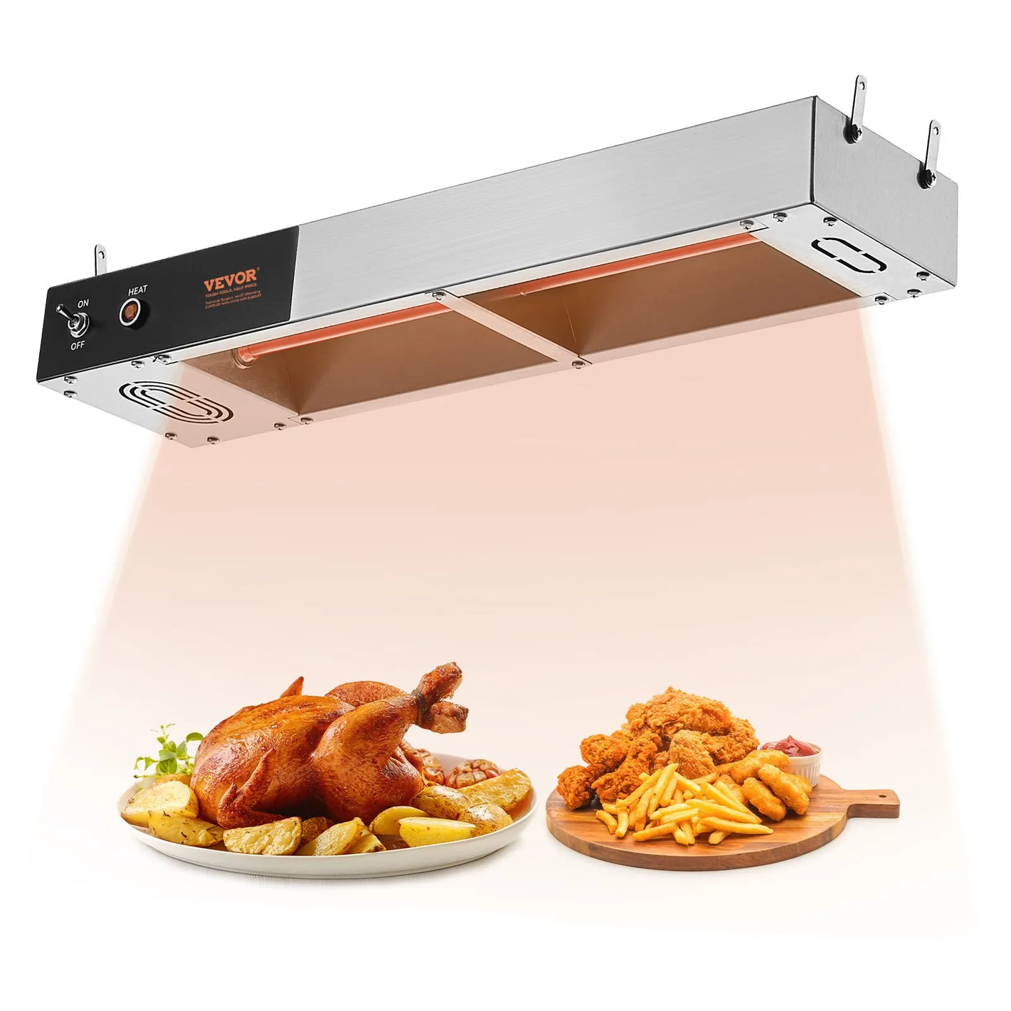 VEVOR French Fry Food Warmer, 750W Commercial Strip Food Heating Lamp, Electric Stainless Steel,-$85
