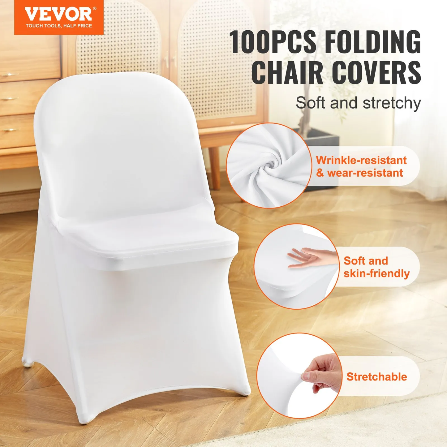 Open Box(Some used)VEVOR Stretch Spandex Folding Chair Covers, Universal Fitted Chair Cover,  (100PCS White)-$100