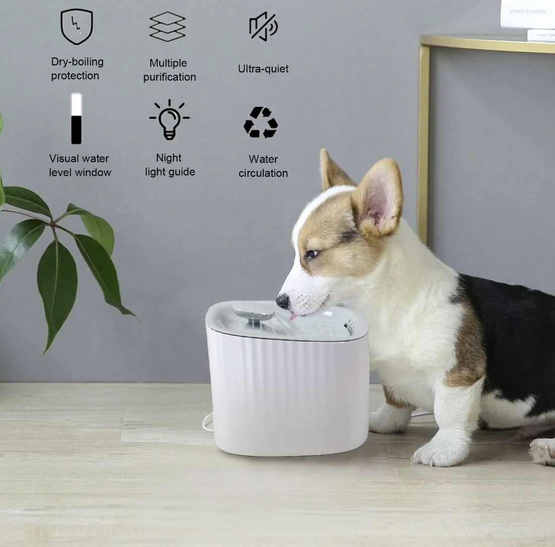 Brand New Pet Water Fountain, Automatic Water Dispenser Ultra Quiet Pump/White