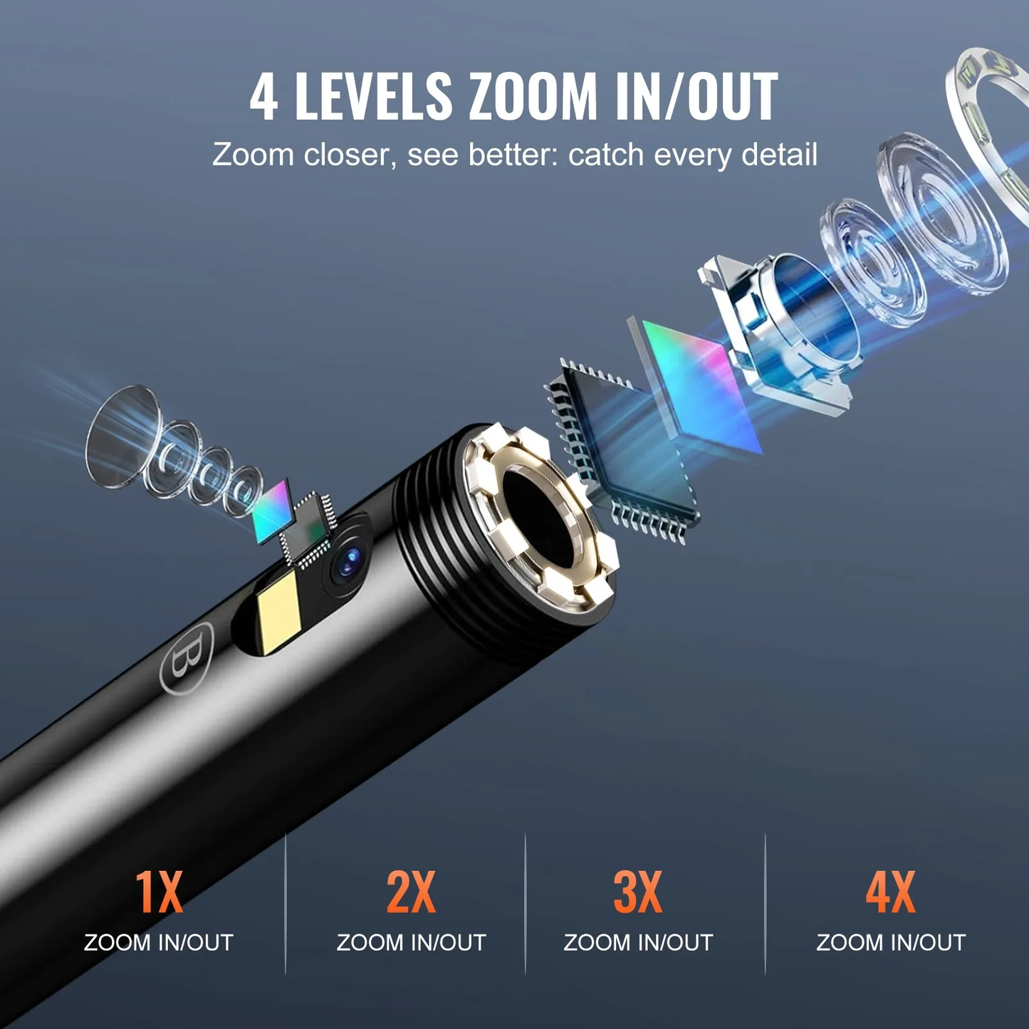 VEVOR Endoscope Camera with Light, Dual Lens Borescope with 49.2FT Semi-Rigid Cable, 4.3" Screen 1080P,-$50