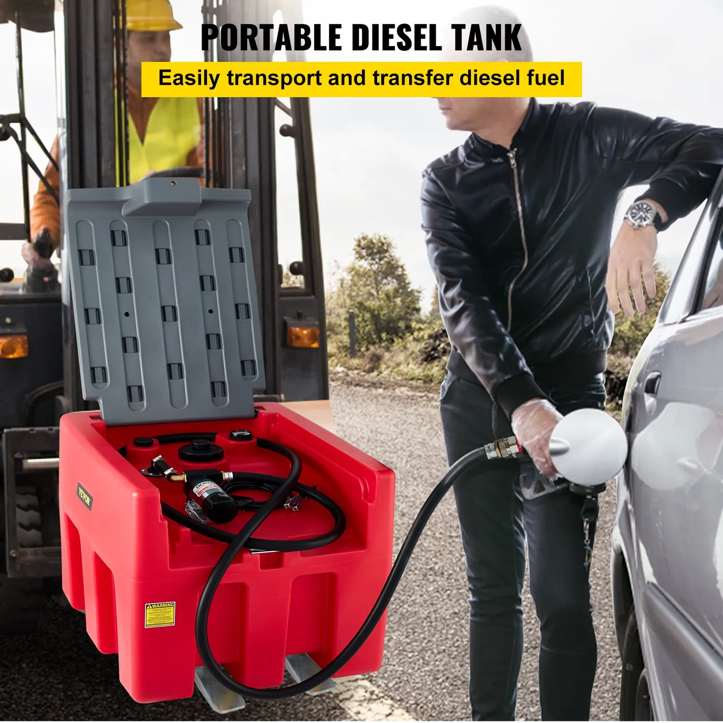 VEVOR Portable Diesel Tank, 58 Gallon Capacity, Diesel Fuel Tank with 12V Electric Transfer Pump,-$700