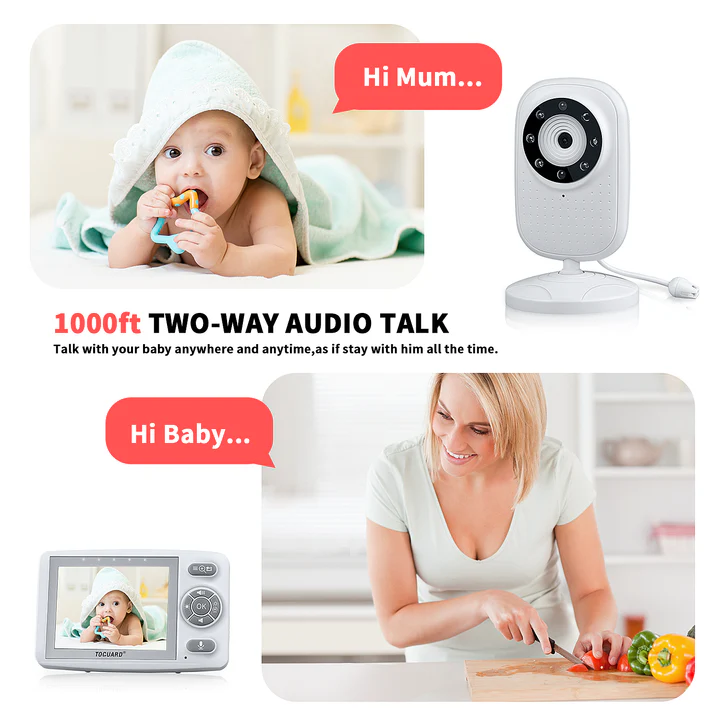 BNIB-Toguard AM30 Video Baby Monitor with Camera 3.5 Inch Screen Infant Wireless Transmission,