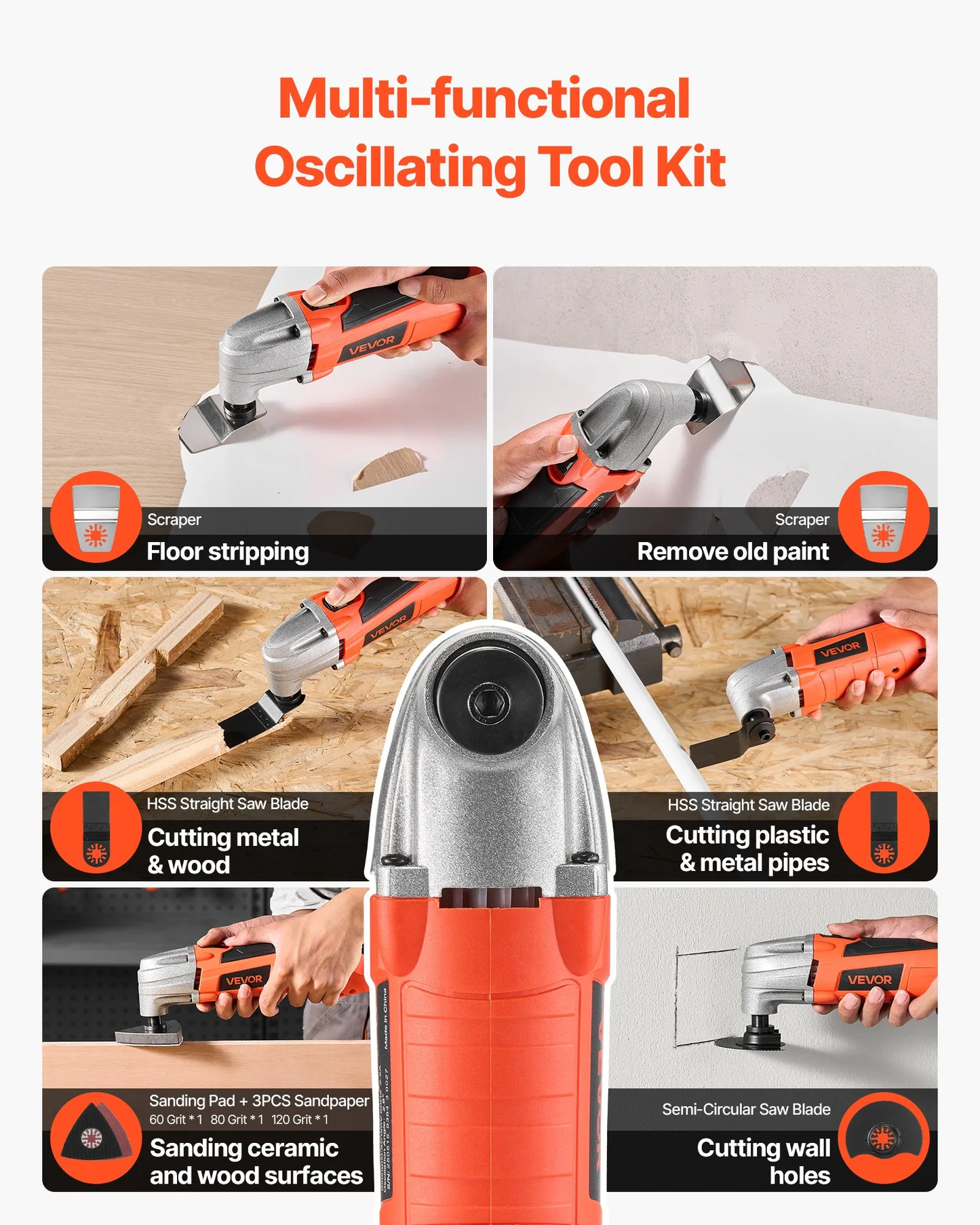 VEVOR Oscillating Tool Multitool, 2.2Amps 22,000 OPM Electric Oscillating Multi Tool Kit,-$35