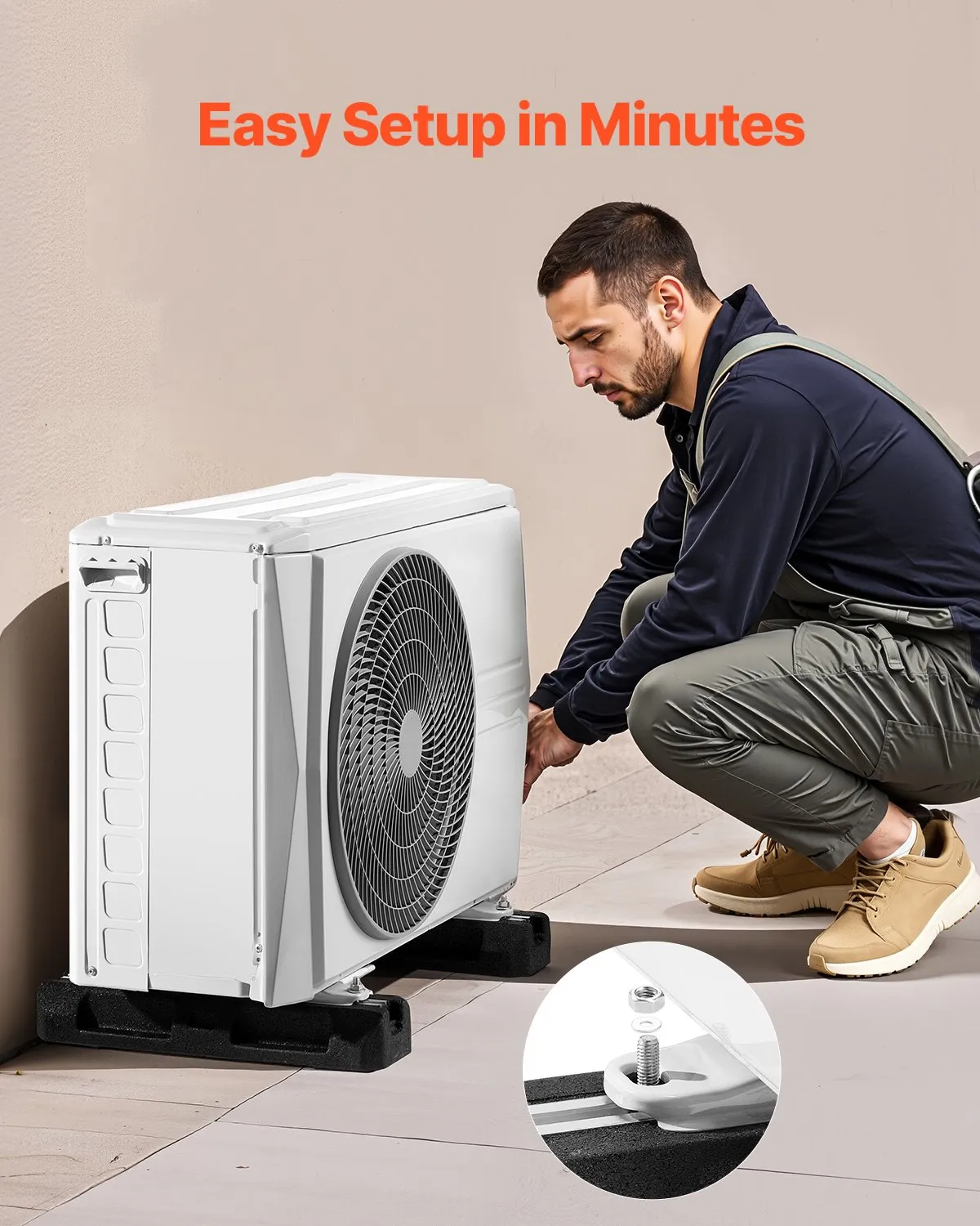 VEVOR Floor Mounting Base Kit for 9000-36000BTU, 2204LBS Load Anti-Vibration Pads,-$25