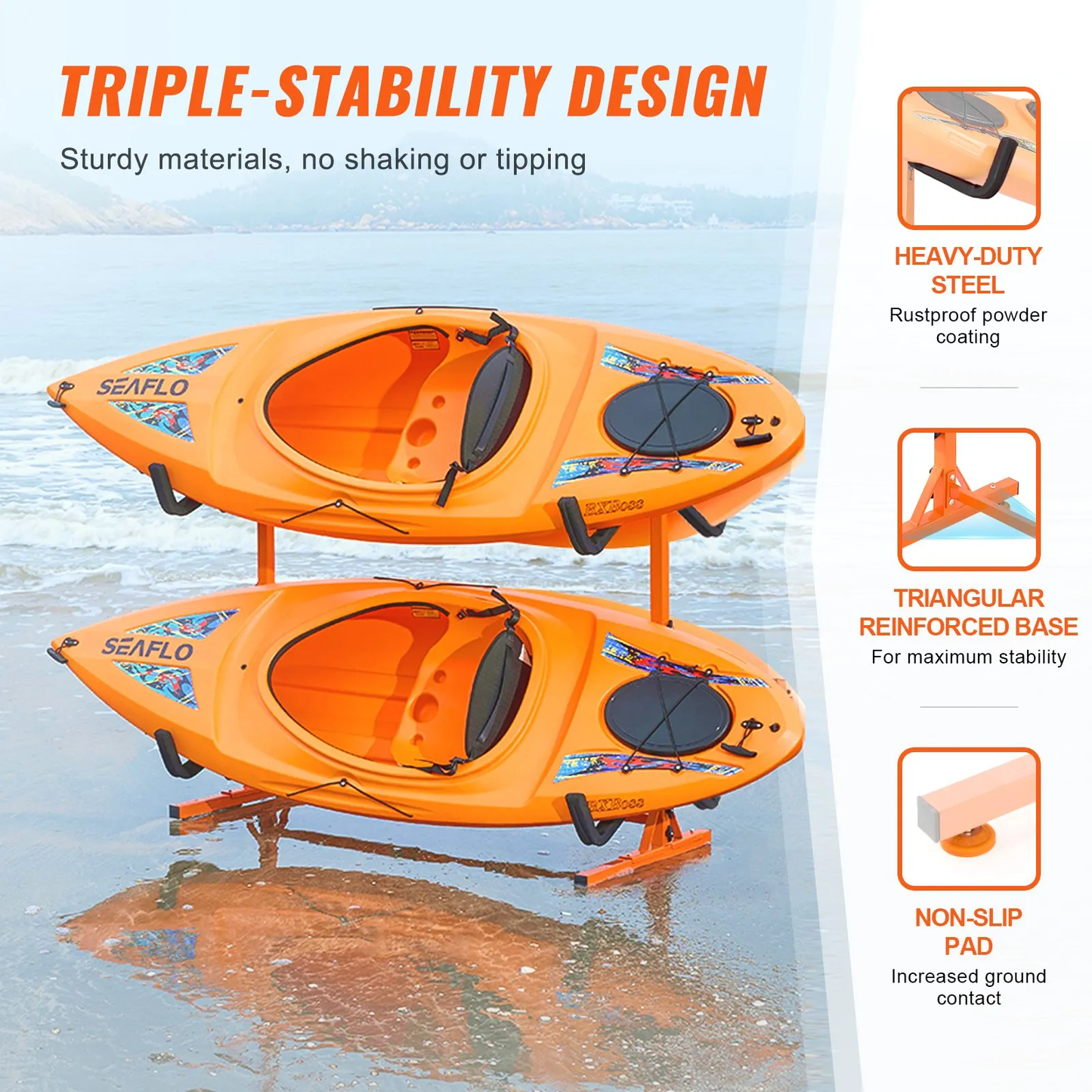 VEVOR Freestanding Kayak Storage Rack, Kayak Stand for 4 Kayak Canoe Paddleboard,-$125