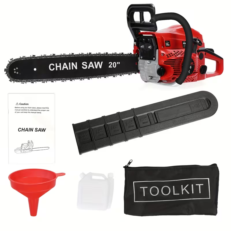 BNIB-58cc 2-Stroke Gas Chainsaw 20" Bar 2200W Power Low Recoil Chain Saw with Ergonomic Anti,-$100