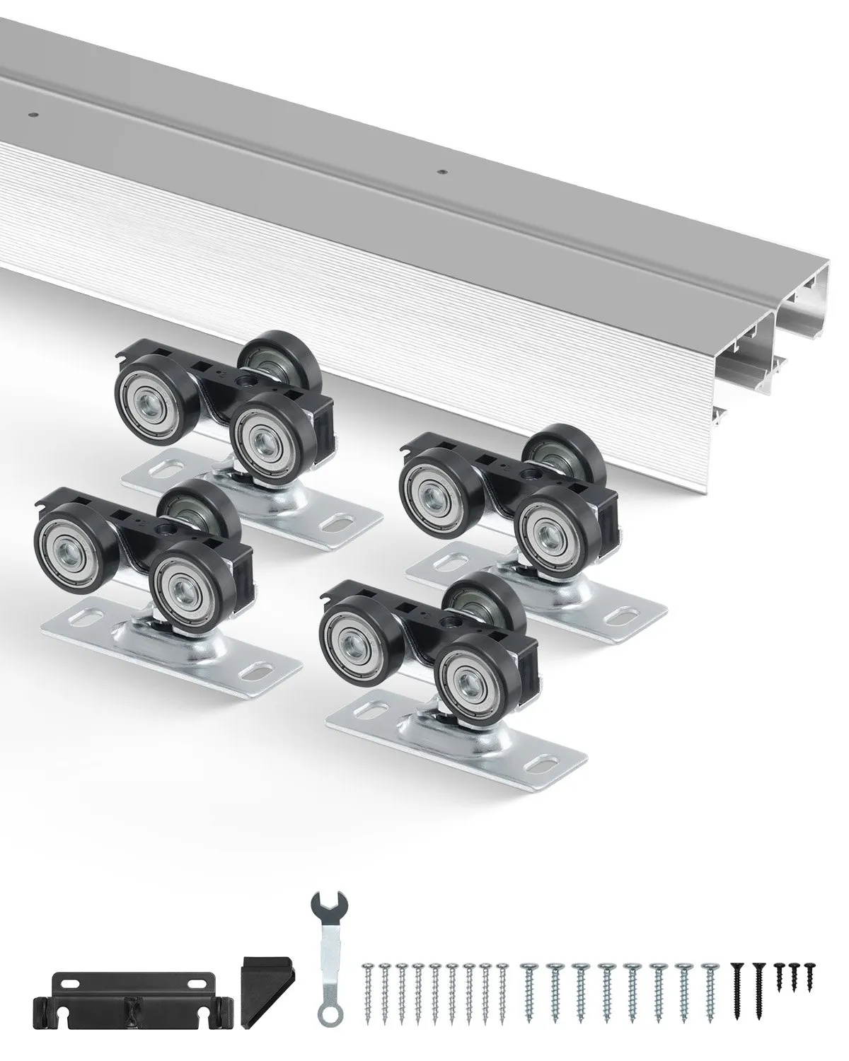 VEVOR Bypass Door Hardware, 5ft Heavy Duty Bypass Sliding Door Hardware Kit, Aluminum Alloy Sliding,-$50