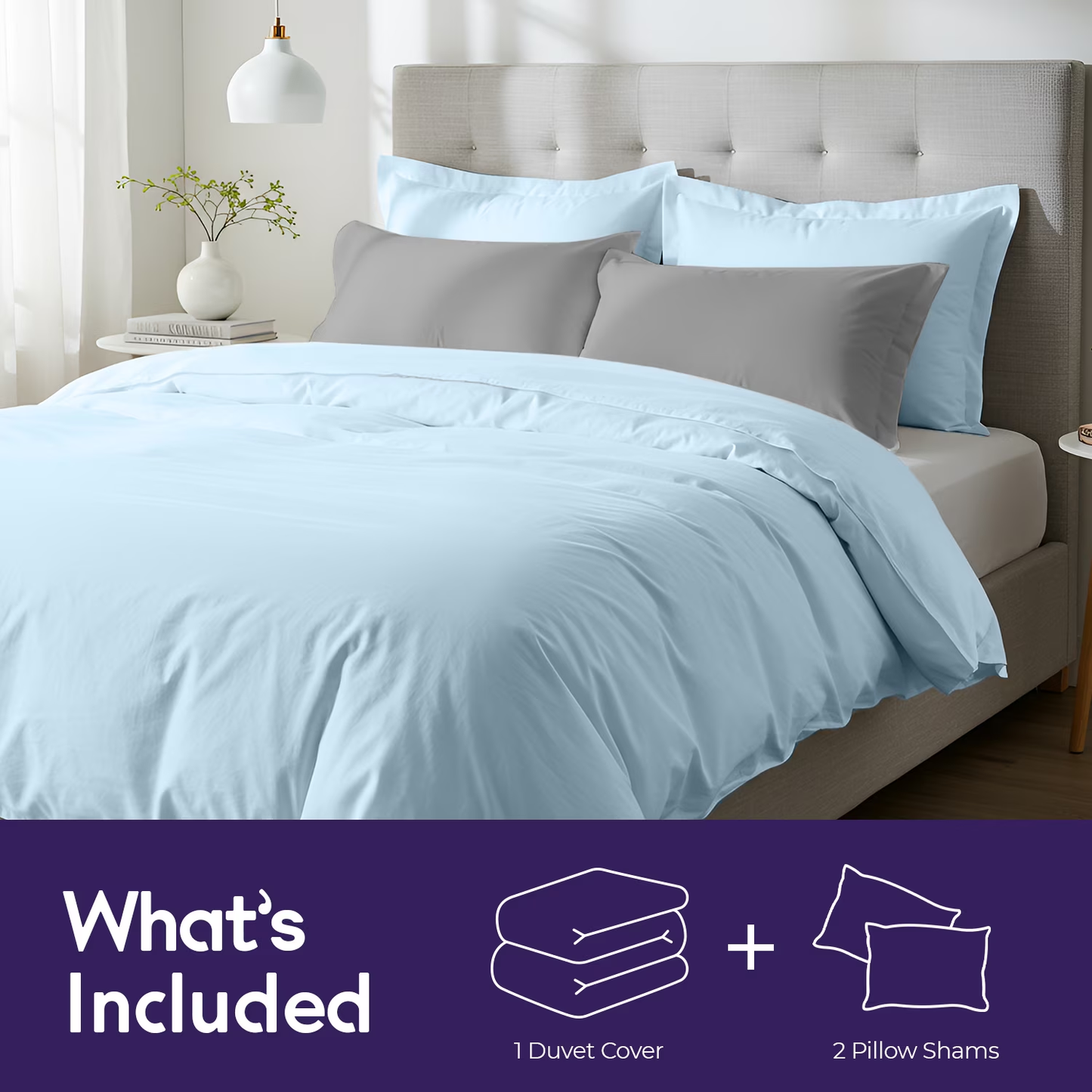 BNIB-3-Piece Queen Duvet Cover Set | 100% Cotton – Soft, Breathable & Durable Bedding Duvet Covers,-$20