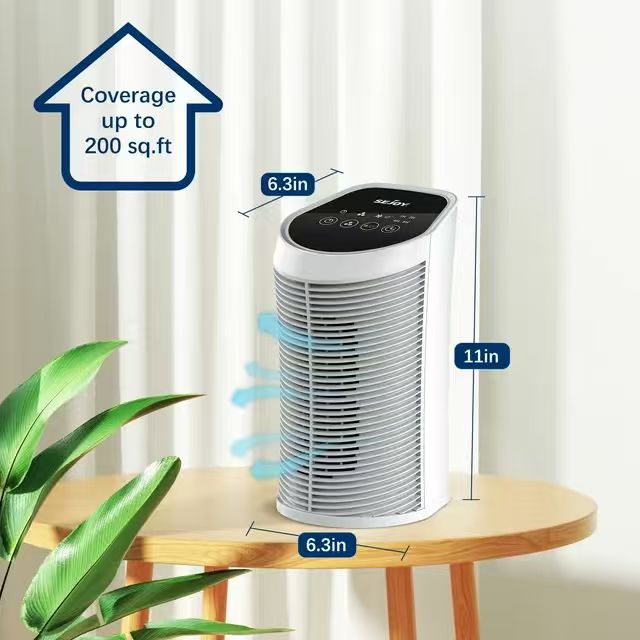 BNIB-Sejoy Air Purifier True HEPA Filter, 99.9% Removal, 3 Speeds and Timer, up to 200 SQ. ft,-$25