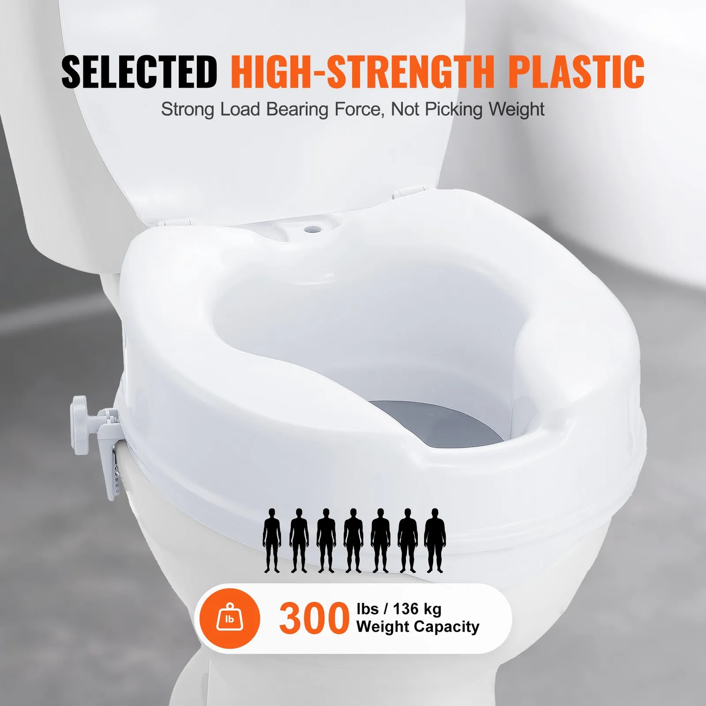 VEVOR Raised Toilet Seat, 4" Height Raised, 300 lbs Weight Capacity, Universal Toilet Seat Riser,-$30
