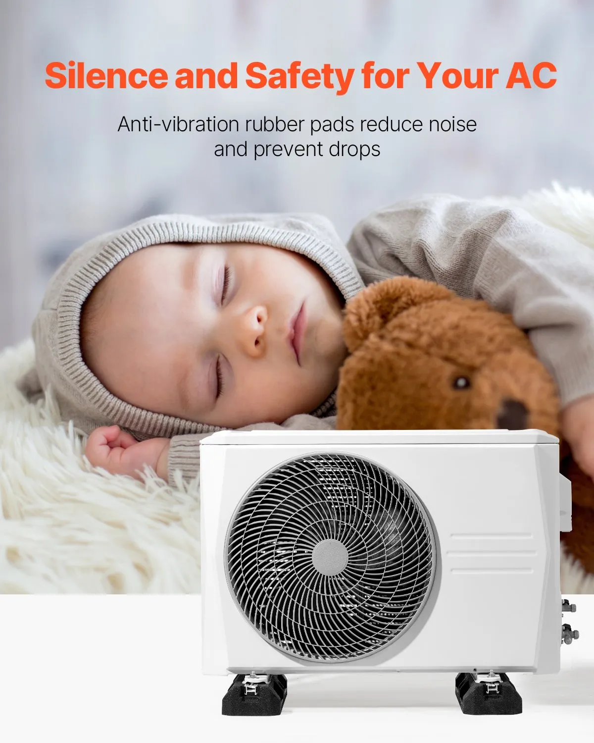 VEVOR Floor Mounting Base Kit for 9000-36000BTU, 2204LBS Load Anti-Vibration Pads,-$25