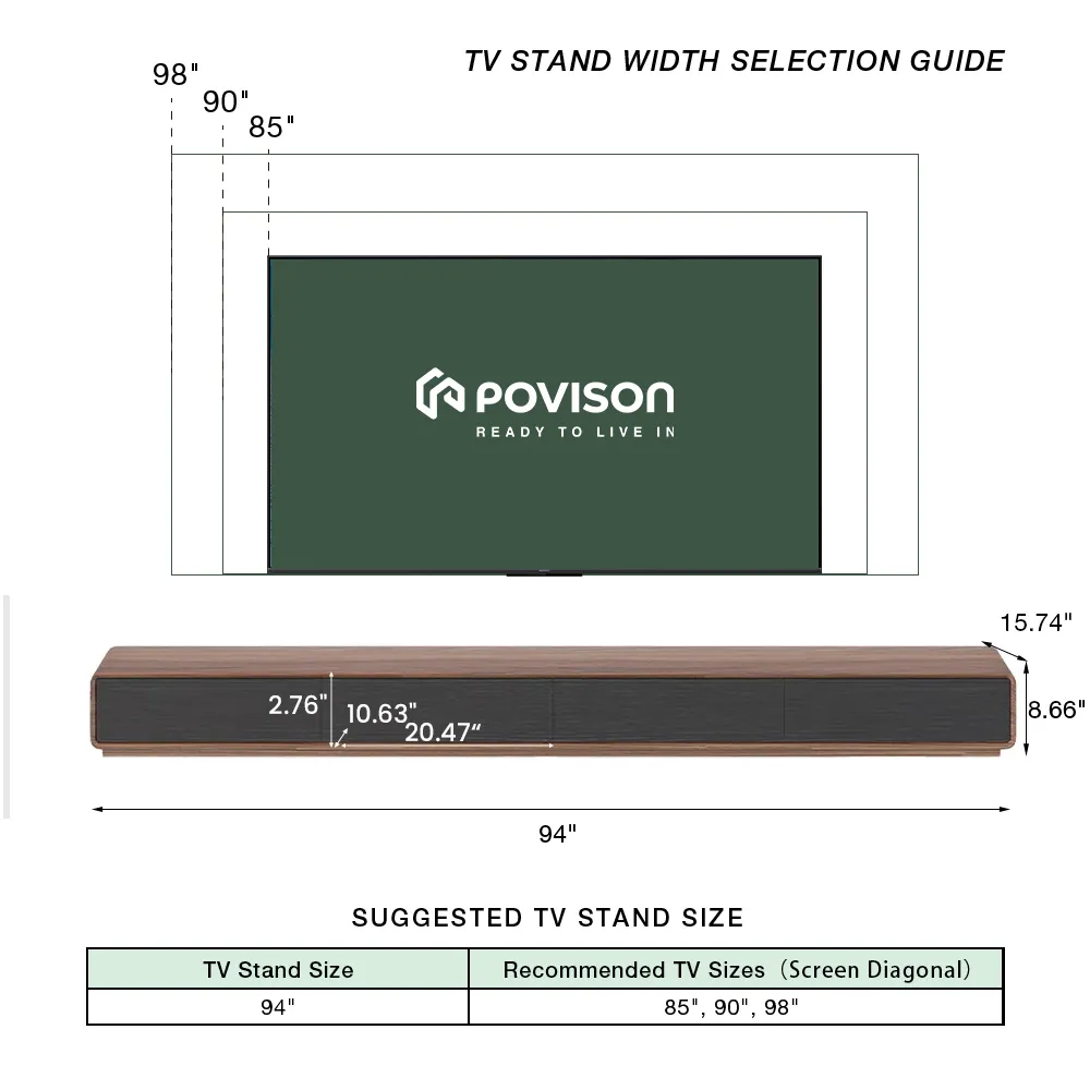 Brand New 94” Modern Dark Wood & Black TV Stand – Fits TVs Up to 98”,-$900