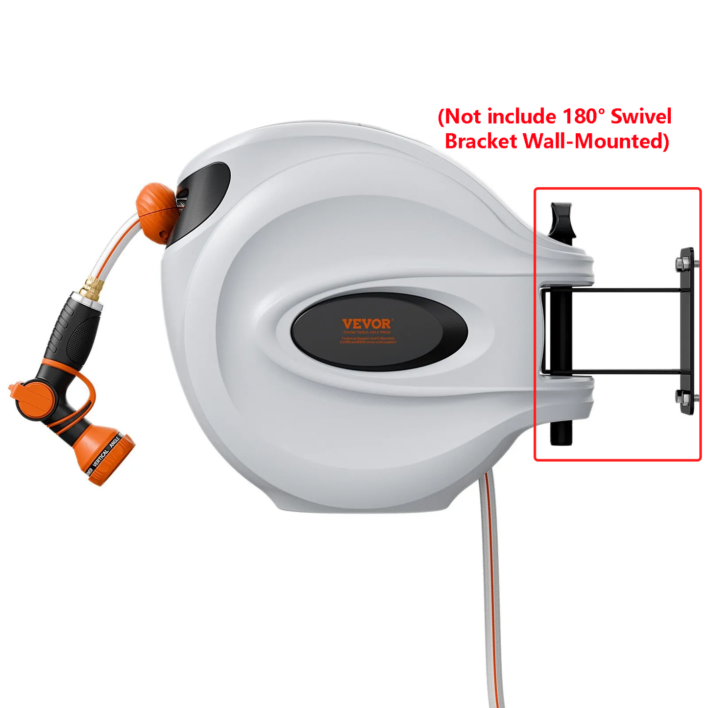 Open box VEVOR Retractable Hose Reel, 130 ft x 1/2 inch,(Not include 180° Swivel Bracket Wall-Mounted),-$80