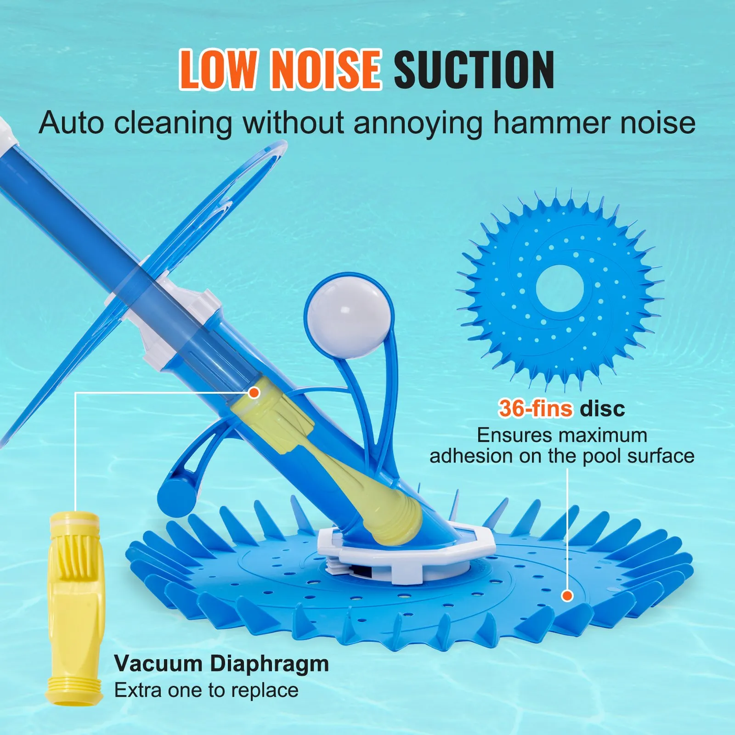 VEVOR Automatic Suction Pool Cleaner, Low Noise Pool Vacuum Cleaner with Extra Diaphragm,-$75
