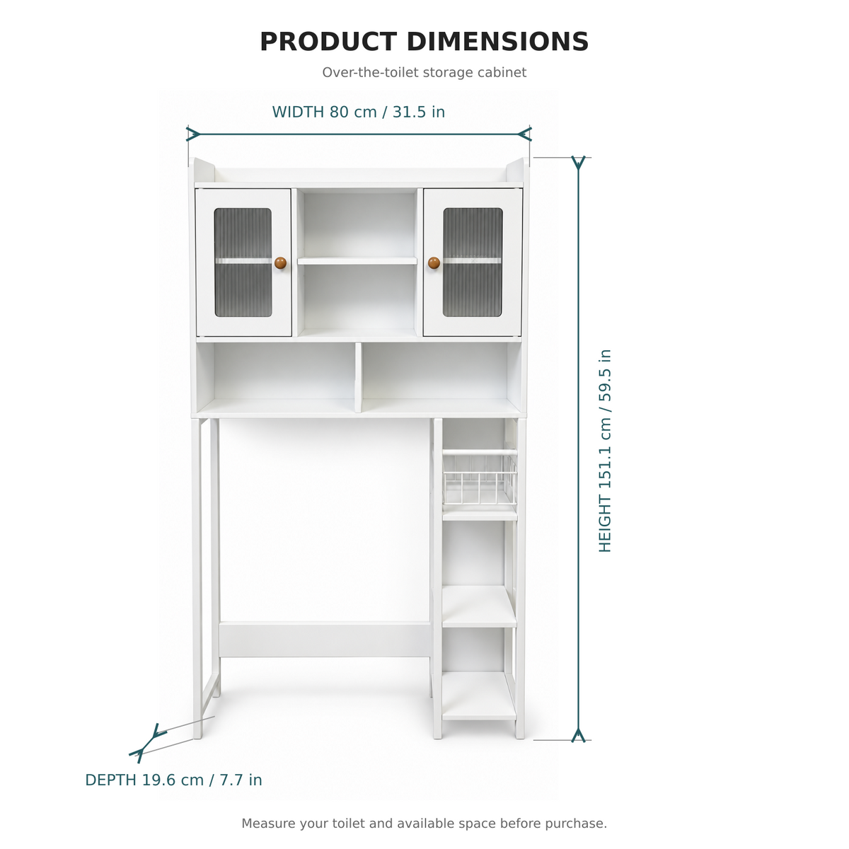 Brand New – Fully Assembled Over-the-Toilet Storage Cabinet – White -$120