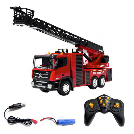 BNIB-Huina 1361 2.4GHz 9-Channel RC Fire Truck with Rechargeable Battery, Water Spray, Sound & Light Effects
